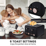 Pronti Breakfast Set with Rose Gold Kettle & Toaster with 1.2L Espresso Machine - Black - Extra Image
