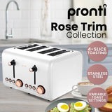 Pronti Breakfast Set with Rose Gold Kettle & Toaster with 1.2L Espresso Machine - White - 45-Degree Angle