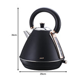 Elegant Rose Gold Trim 1.7L Stainless Steel Kettle - Black - Side View
