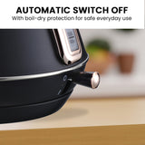 Elegant Rose Gold Trim 1.7L Stainless Steel Kettle - Black - Rear View