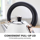 Pronti 1.7l Rose Trim Collection Kettle - White - Side View