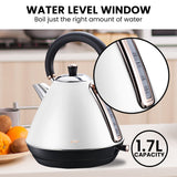 Pronti 1.7l Rose Trim Collection Kettle - White - Rear View