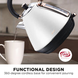 Pronti 1.7l Rose Trim Collection Kettle - White - Close-Up Angle