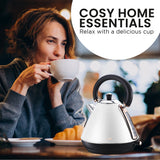 Pronti 1.7l Rose Trim Collection Kettle - White - Low Angle
