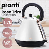 Pronti 1.7l Rose Trim Collection Kettle - White - Extra Image
