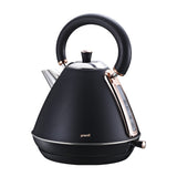 Pronti Rose Trim Collection Toaster & Kettle Bundle - Black - Front View