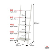 Sarantino Aster 5-Tier Ladder Shelf in White - Top-Down View