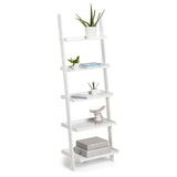 Sarantino Aster 5-Tier Ladder Shelf in White - 45-Degree Angle