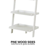 Sarantino Aster 5-Tier Ladder Shelf in White - Low Angle