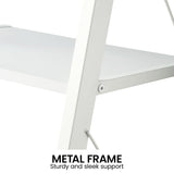 Sarantino Amelia 5-Tier Ladder Shelf in White - Low Angle