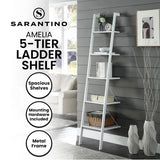 Sarantino Amelia 5-Tier Ladder Shelf in White - Extra Image