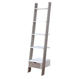 Sarantino Mira 5-tier Ladder Shelf In White And Grey Oak - Front View