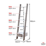 Sarantino Mira 5-tier Ladder Shelf In White And Grey Oak - Top-Down View