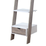 Sarantino Mira 5-tier Ladder Shelf In White And Grey Oak - 45-Degree Angle