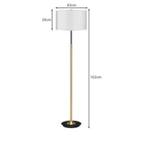 Sarantino Metal Floor Lamp Brushed Brass Finish with White Shade - Front View
