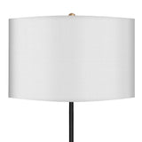 Sarantino Metal Floor Lamp Brushed Brass Finish with White Shade - Side View