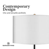 Sarantino Metal Floor Lamp Brushed Brass Finish with White Shade - 45-Degree Angle