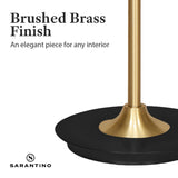 Sarantino Metal Floor Lamp Brushed Brass Finish with White Shade - Low Angle