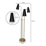 Sarantino Three Metal Shade Floor Lamp - Front View