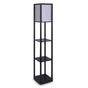 Sarantino Etagere Floor Lamp Diamond Look Fabric Shade Shelves Black