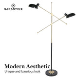 Sarantino Adjustable Two Light Lamp Black and Gold Finish - Close-Up Angle
