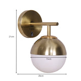 Sarantino Wall Lamp with Gold Metal Base and White Glass Shade - Front View