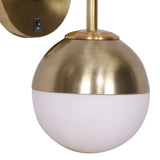 Sarantino Wall Lamp with Gold Metal Base and White Glass Shade - Side View