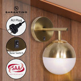 Sarantino Wall Lamp with Gold Metal Base and White Glass Shade - Extra Image