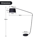 Sarantino Metal Arc Floor Lamp in Black Finish with Linen Taper Shade - Front View