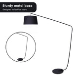 Sarantino Metal Arc Floor Lamp in Black Finish with Linen Taper Shade - Top-Down View