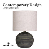 Sarantino Ceramic Table Lamp With Striped Pattern In Antique Black - Top-Down View