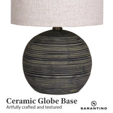Sarantino Ceramic Table Lamp With Striped Pattern In Antique Black - Rear View