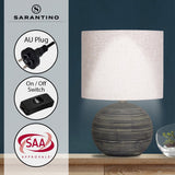 Sarantino Ceramic Table Lamp With Striped Pattern In Antique Black - Close-Up Angle