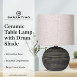Sarantino Ceramic Table Lamp With Striped Pattern In Antique Black - Extra Image