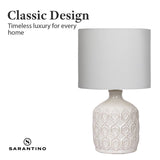Sarantino Ceramic Table Lamp In Cream - 45-Degree Angle