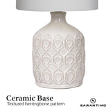 Sarantino Ceramic Table Lamp In Cream - Close-Up Angle