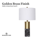 Sarantino Metal and Marble Table Lamp in Black - 45-Degree Angle