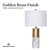 Sarantino Metal and Marble Table Lamp - White - 45-Degree Angle