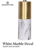 Sarantino Metal and Marble Table Lamp - White - Close-Up Angle