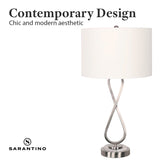 Sarantino Contemporary Table Lamp In Nickel Finish - 45-Degree Angle