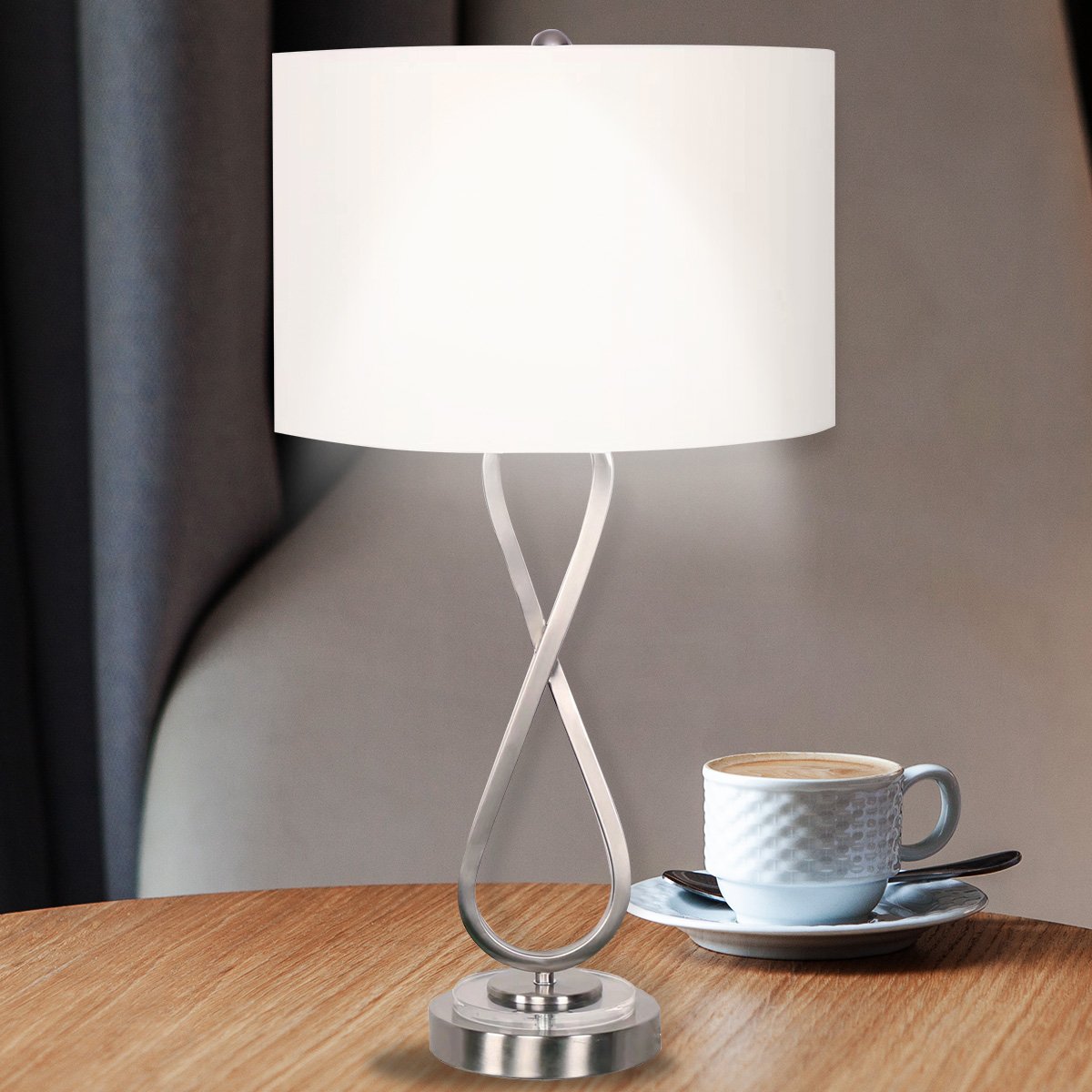 Sarantino Contemporary Table Lamp in Nickel Finish