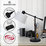 Sarantino Adjustable Metal Table Lamp In Black - Low Angle