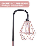 Sarantino Rose Gold Floor Lamp with Geometric Shade - 45-Degree Angle