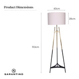 Sarantino Metal Tripod Electric Floor Lamp Gradient Finish - Rear View