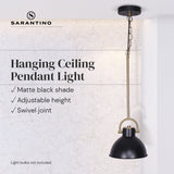 Sarantino Black and Gold Pendant Light - Front View