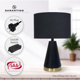 Sarantino Metal Table Lamp in Black and Gold - Close-Up Angle