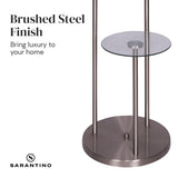 Sarantino Metal Floor Lamp with Glass Shelves - Close-Up Angle
