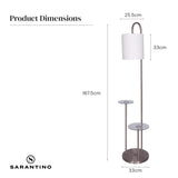 Sarantino Metal Floor Lamp with Glass Shelves - Low Angle