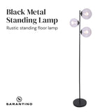 Sarantino 3-Light Black Metal Floor Lamp - 45-Degree Angle