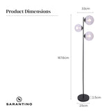Sarantino 3-Light Black Metal Floor Lamp - Rear View